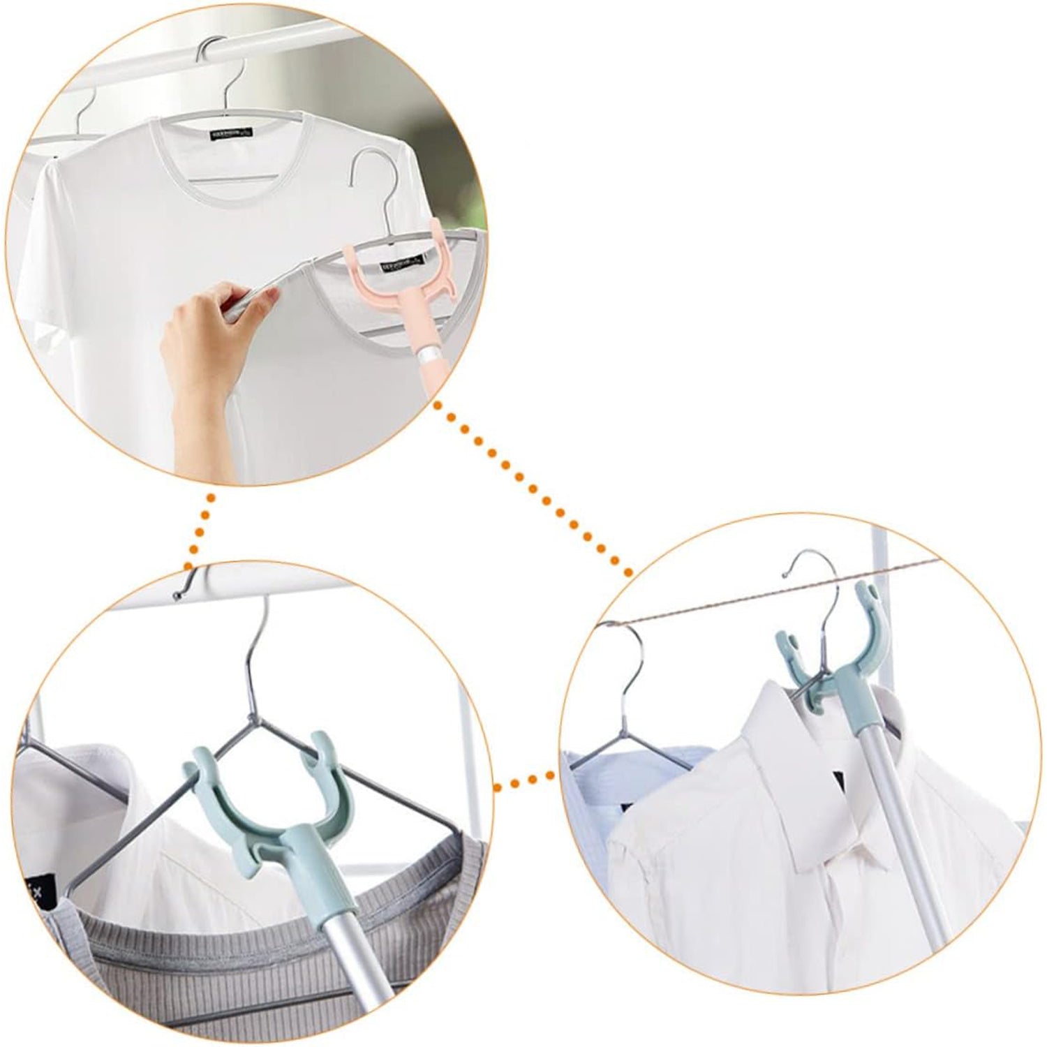 Stainless Steel Telescopic Pole Clothes Hooks Hanger (1 Pc / 145 Cm) Stainless Steel Telescopic Pole Clothes Hooks Hanger (1 Pc / 145 Cm)